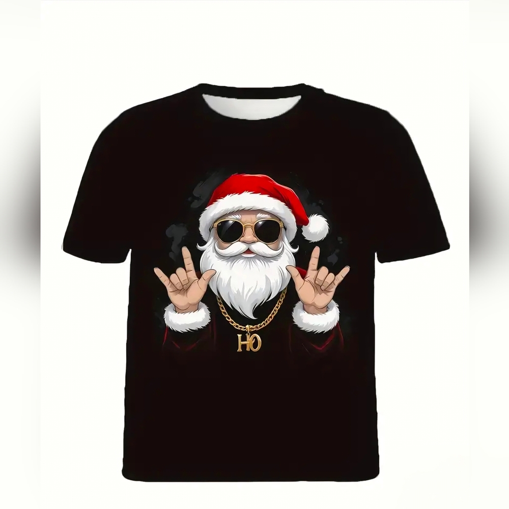 Black Santa Claus Holiday T-Shirt  Size XL